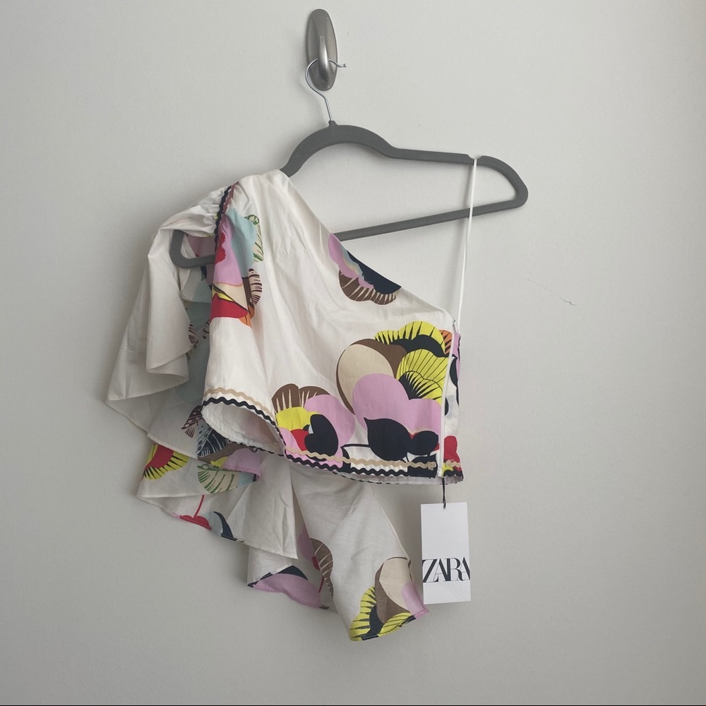 Zara floral assymetric crop top - Picture 8 of 9